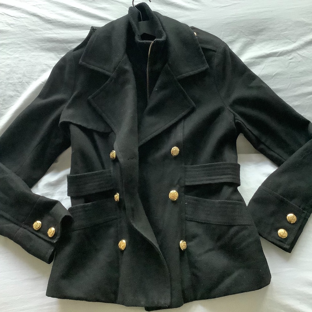 Sean John Wool Peacoat | Black & Gold  | M